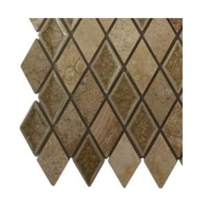 Splashback Tile Roman Selection Side Saddle Diamond Glass Floor and Wall Tile   6 in. x 6 in. Tile Sample R4A1 STONE TILE