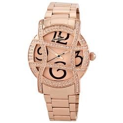JBW Women's 'Olympia' Diamond Grid 18k Rose Gold Plated Stainless Steel Band Watch Men's More Brands Watches