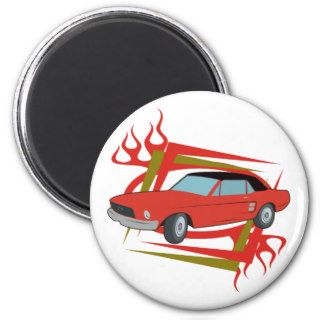 Classic Vintage Car Red and Black Fridge Magnets