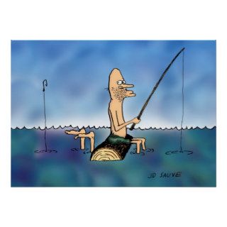 Strange Day Fishing Cartoon Poster
