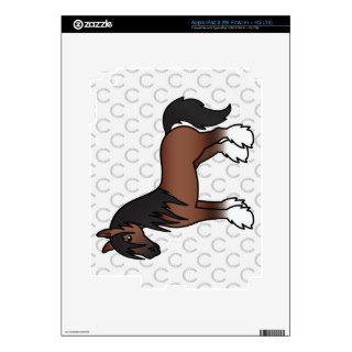 Bay Cartoon Gypsy Vanner Shire Clydesdale Horse iPad 3 Decals