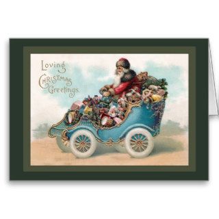 Vintage Christmas Greeting   Santa Claus in Car Cards
