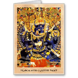 Cool oriental tangka Yamantaka death god tattoo Cards