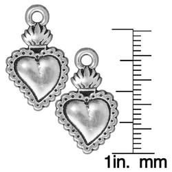 Beadaholique Silverplated Pewter Dia De Muertos Sacred Heart Charms (Set of 2) Beadaholique Beading Charms