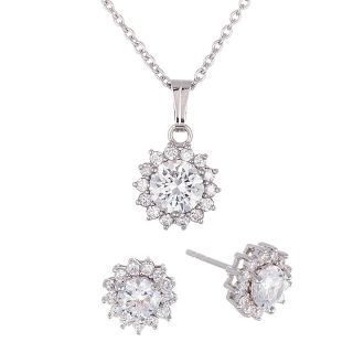 Bridge Jewelry Crystal Floral Pendant & Earrings Boxed Set
