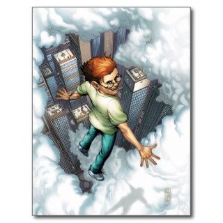 Fly #2B Freckled Red Haired Boy Flying In Clouds Postcards