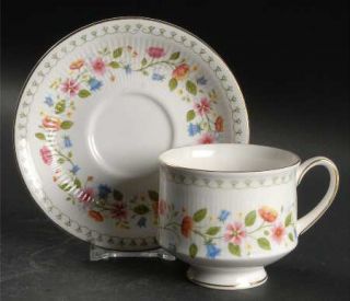Paragon Anastasia Footed Cup & Saucer Set, Fine China Dinnerware   Multifloral B