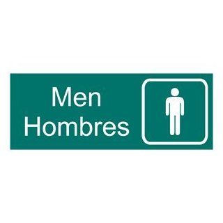 Men Engraved Bilingual Sign EGRB 430 SYM WHTonGreen Mens / Boys  Business And Store Signs 