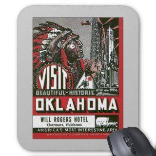 Vintage Oklahoma OK Travel Poster Art Mouse Pad