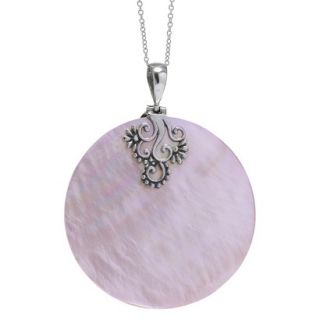 Sterling Silver Pink Shell Round Bali Pendant   Silver/Pink (18)