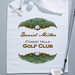 Golf Course Personalized Golf Towel White