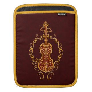 Intricate Golden Red Violin Design Sleeves For iPads
