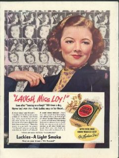 Laugh, Miss Loy Myrna Loy for Lucky Strike Cigarettes ad 1938 Entertainment Collectibles