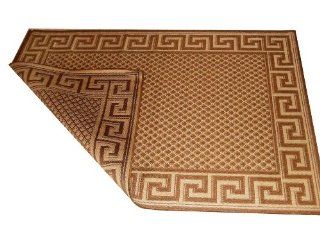 Geo Crafts 382 1 N 5 Foot 3 Inch by 7 Foot 7 Inch Reversible Polypropylene Outdoor Rugs, Greek Key Natural  Area Rugs  Patio, Lawn & Garden
