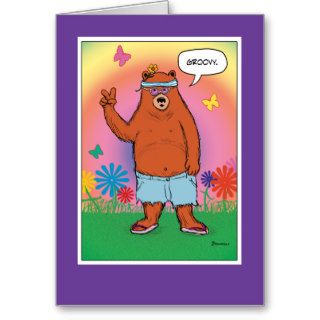 Funny birthday card Hippie Bear Day