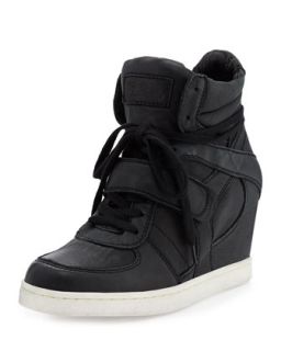 Cool Ter Nappa Leather Wedge Sneaker, Black
