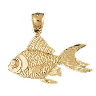14K Gold Charm Pendant 3.9 Grams Nautical>Goldfish, Salmon578 Necklace Jewelry