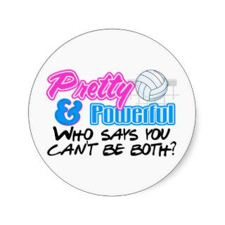 Pretty & Powerful Volleyball Stickers