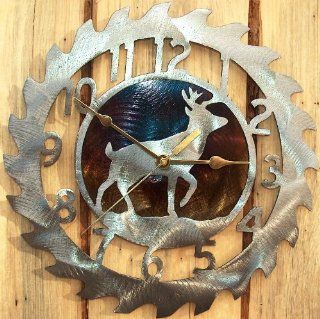 Saw Blade Clock with Whitetail Deer (18 inch)   Wall Clocks
