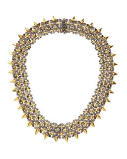 Gold Plated Rhodium Spiked Collar