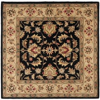 Handmade Heritage Kerman Black/ Gold Wool Rug (6' Square) Safavieh Round/Oval/Square
