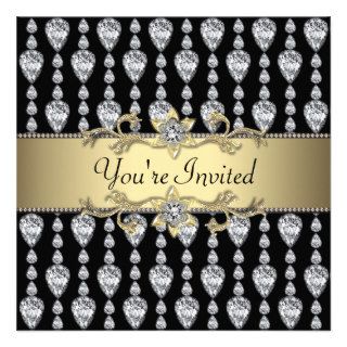 Diamonds Black & Gold All Occasion Party Invitatio Invite