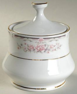 Liling Donna (Gold Verge) Sugar Bowl & Lid, Fine China Dinnerware   Pink/White/L
