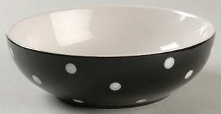 Signature Dots Black Soup/Cereal Bowl, Fine China Dinnerware   White Dots On Bla