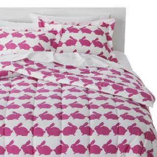 Anorak Rabbit Comforter Set   Pink/White (King)
