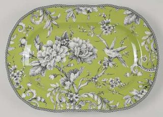 222 Fifth (PTS) Adelaide Green & White 14 Oval Serving Platter, Fine China Dinn