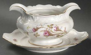 Royal Heidelberg Rose Brier (White) Gravy Boat with Attached Underplate, Fine Ch