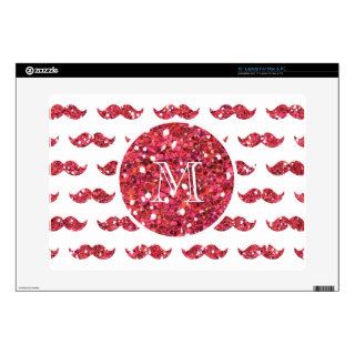 Pink Glitter Mustache Pattern Your Monogram Decals For Laptops
