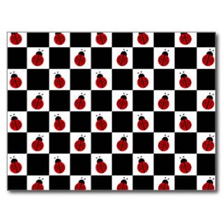 Ladybug Checkerboard Pattern Post Cards