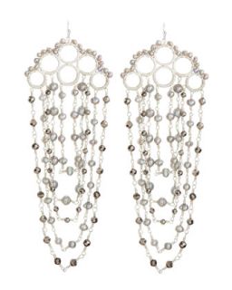 Multi Hoop Pearl/Crystal Chandelier Earrings, Silver