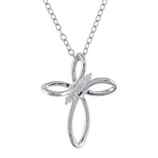 0.05 CT.T.W. Round Diamond Shared Prong Set Pendant with 18 Chain Silver   HIJ