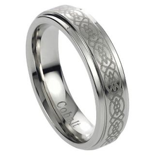 Daxx Mens Cobalt Engraved Celtic Design Band   Silver 8