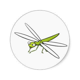 Cute Lime Green Cartoon Dragonfly Sticker