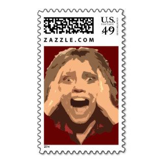 Abstract Screaming Woman Portrait Stamp