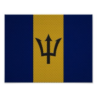 Flag of Barbados with Carbon Fiber Effect Posters