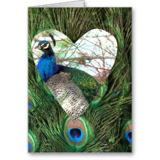 Peacocks in a Heart Card