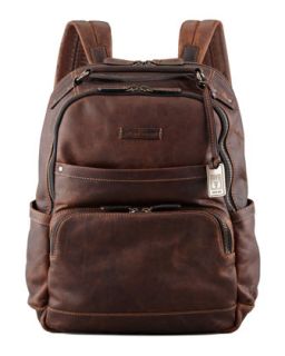 Logan Mens Leather Backpack, Dark Brown   Frye
