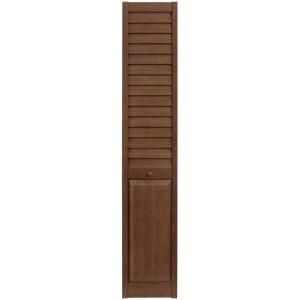 Wood Classics 3 in. Louver/Panel Dark Teak Composite Interior Bi fold Closet Door 7403680300
