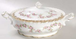 Royal Albert Dimity Rose (Gold Floral Edge) Round Covered Vegetable, Fine China