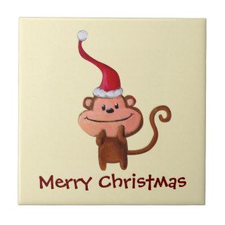 Cute Christmas Monkey Tile