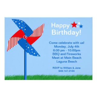 Fourth of July Pinwheel Birthday Party Invitation