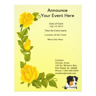 Black Tri Aussie and Yellow Roses Full Color Flyer