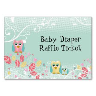 Whimsical Cute Swirl Owl Baby Diaper Raffle Ticket Business Card Template