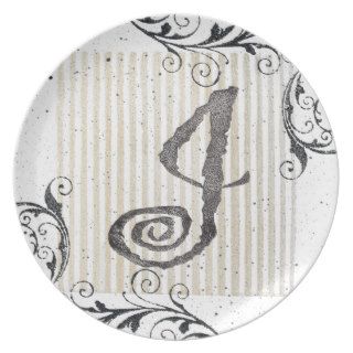 Monogram Letter J Designer Melamine Art Plate