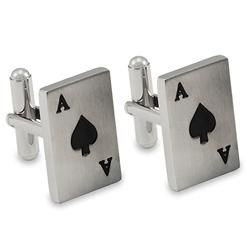 West Coast Jewelry Stainless Steel and Black Resin Ace of Spades Card Cuff Links West Coast Jewelry Cuff Links