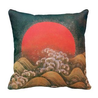 AMATERASU ,SUN GODDESS red,brown black Throw Pillows